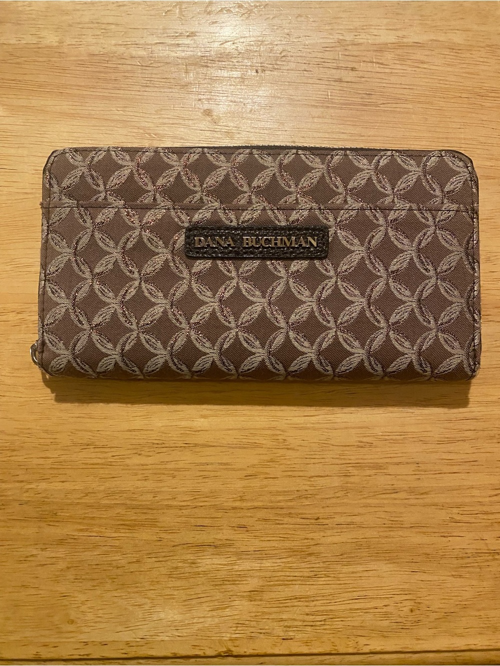 Dana Buchman Brown Metallic Jacquard Zip Around Wallet
